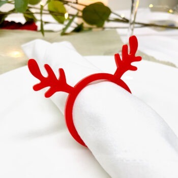 Reindeer napkin rings, red - set of 6