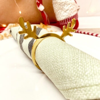 Reindeer napkin rings, gold - set of 4