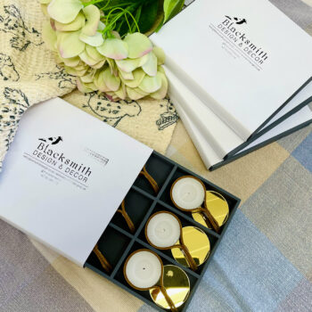 Leather tea light candles - set of 6